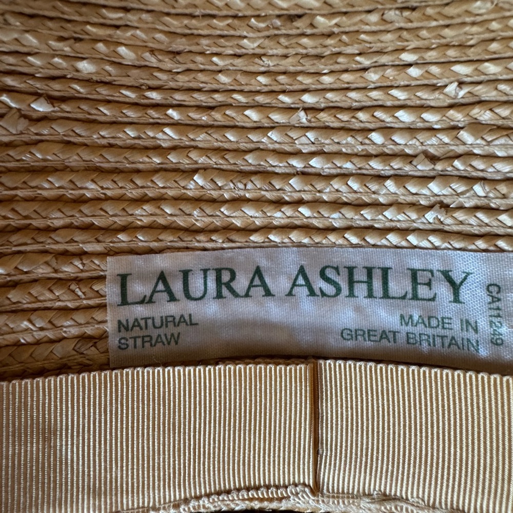 Laura Ashley Natural Straw Sun Hat with Navy Ribbon Trim - Picture 4 of 7